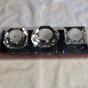 Set of 3 glass tea light holder